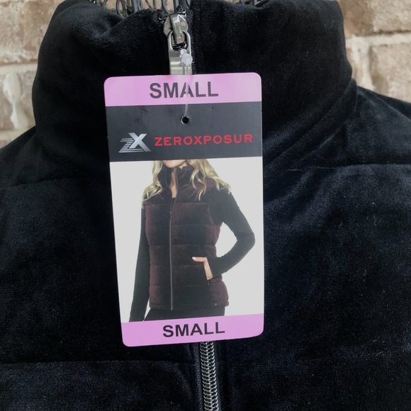 Zeroxposur Black Vest Small Black NWT Puffer Quilted Velour Front Zip Po… - Picture 12 of 14